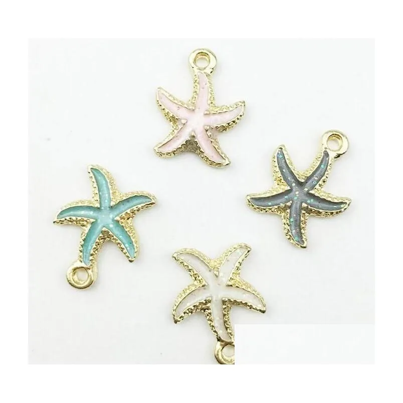 Charms 13Pcs/Lot Nautical Ocea Enamel Sea Starfish Shell Conch Hippocampus Colorf Oil Drop Pendant For Jewelry Accessories Diy Best De Dh08M