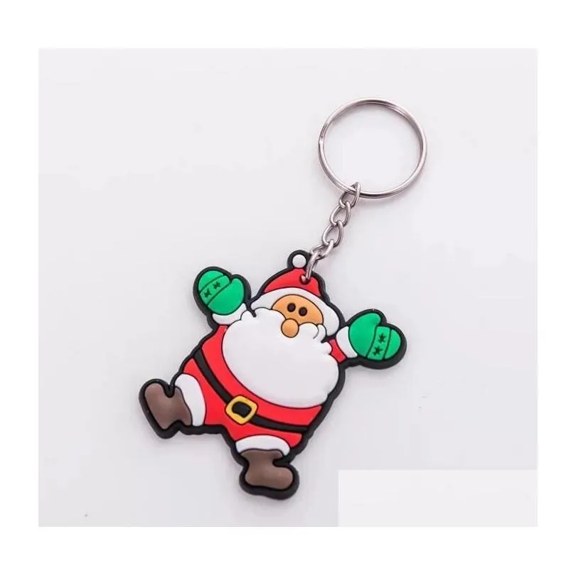Key Rings Cartoon Cute Santa Claus Keychain Men And Women Christmas Gift Pendant Couple Ring Ornaments Epacket Drop Delivery Jewelry Dhayg