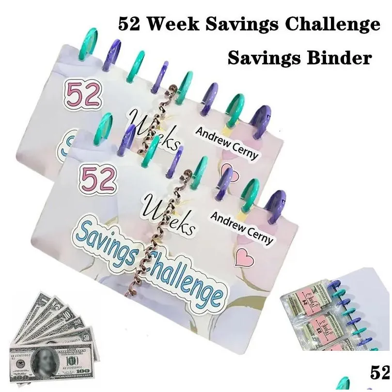 Novelty Items 1 3 5 10Pcs Money Saving Challenge Chart 52 Weeks Savings Wallet Family Budget Cash Reusable Book 230928 Drop Delivery Dhzy1