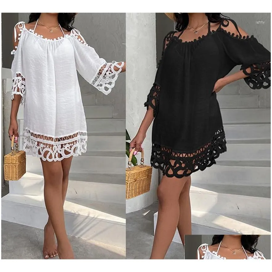 Women`s Swimwear Swimming Dress For Woman Sexy Cover Up Female Tunic Beach Summer 2023 Pareo Clothes Frocks Boho Cape Bamboo Loose