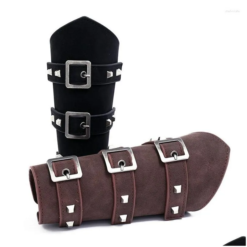 Bangle Knight Style Bracer Wide PU Leather Adjustable Cross Strings Arm Armor Gauntlet Steampunk Wristband Unisex Protective