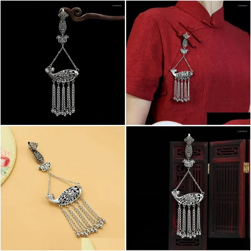 Pendant Necklaces Koi Tassel Cheongsam Buckle Collar Chinese Style Ethnic Female Temperament All-Match