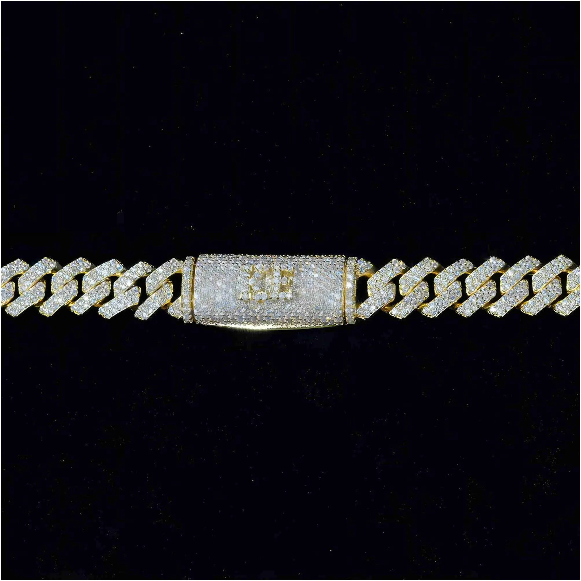 pendant necklaces 10mm moissanite cuban chain fast round brilliant cut 10k 14k solid gold cuban link chain for men women