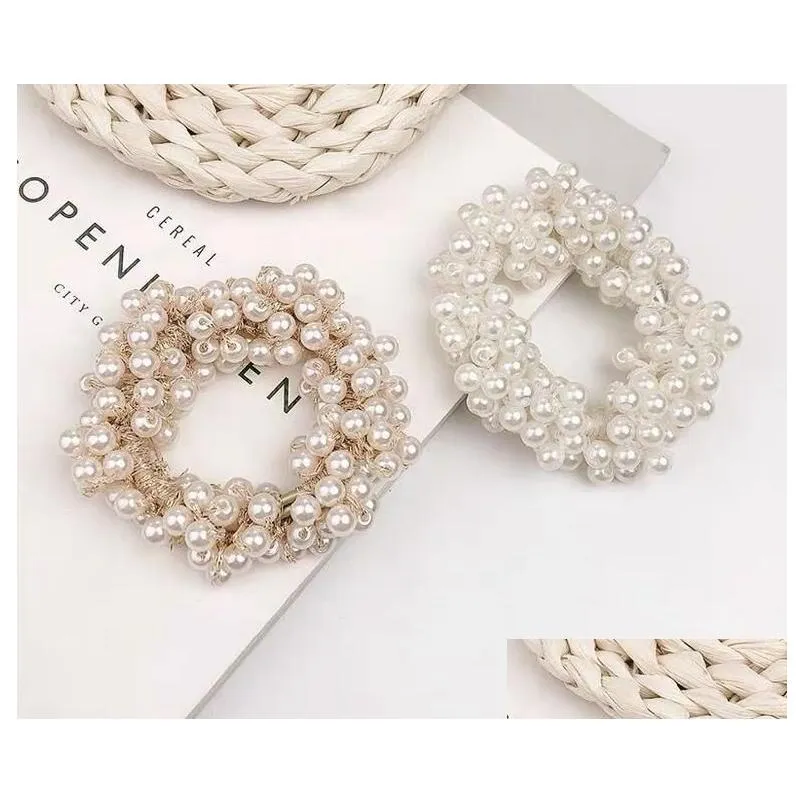 Hair Rubber Bands New Woman Elegant Pearl Ties Beads Girls Scrunchies Ponytail Holders Accessories Soft Elastic Band Drop Delivery Je Dhavp