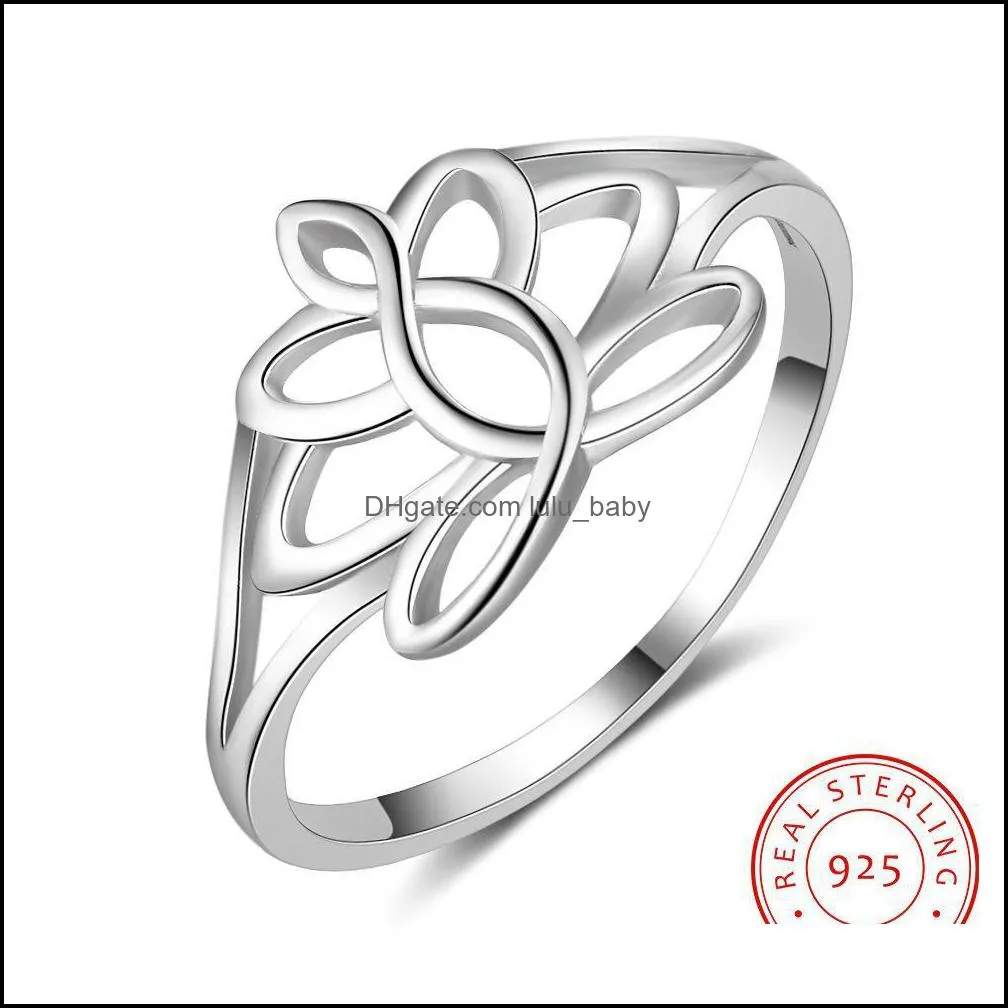Band Rings Summer Style S925 Sterling Sier Ring For Women Girl Sizes 6-8 Simple Lotus Fashion Jewelry Wedding Gift High Pol Dhgarden Dhvzu