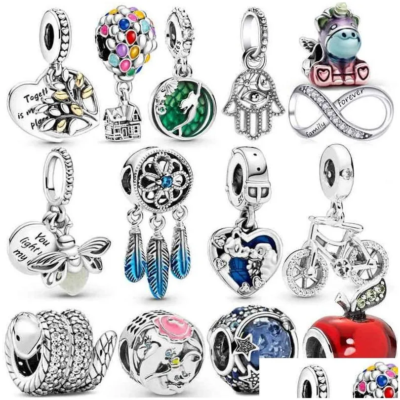 Charms 100 925 Sterling Sier Rainbow Charm Balloon Pendant Fit Original Bangle Bracelet Women Fine Jewelry Accessories Making Gift D