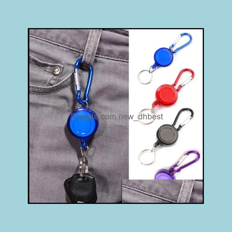 Keychains Mini Badge Spreader Carabiner Recoil Retractable Reel Strap Belt Practical Mticolor Clip Key Rings Card Holder Drop Deliver Dhwdl