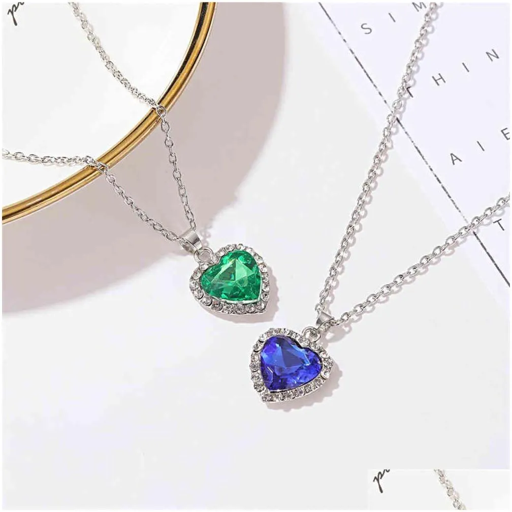 SUMENG 2021 New Titanic Heart Of Ocean Blue Heart Love Forever Pendant Necklace For Women Men Jewelry Gift
