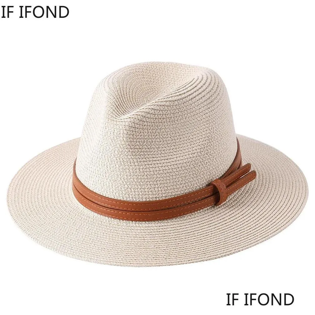 Wide Brim Hats Bucket 56-58-59-60Cm Natural Panama Soft Shaped St Hat Summer Womenmen Beach Sun Cap Uv Protection Fedora Drop Deliver Dhodf