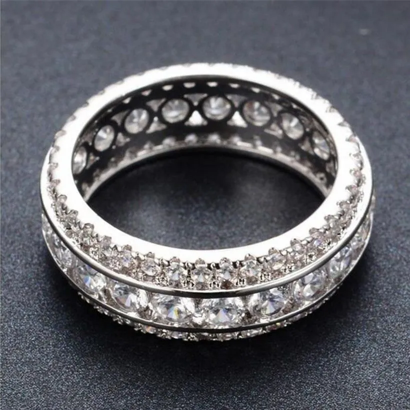 Vintage Solid 925 Sterling Silver 3CT Diamond Ring Finger Luxury Engagement Wedding Eternal Band RINGS Sets For Women Jewelry