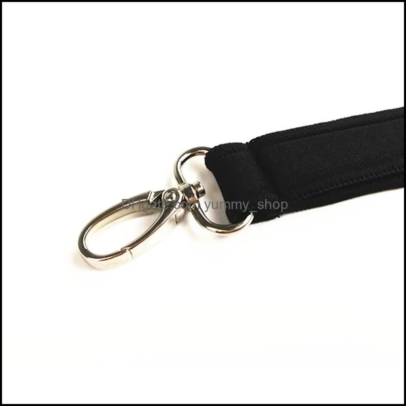 Keychains Neoprene Keychain Wrist Strap Key Fob With Metal Clips Holder 20Cm Black Loop Organizer Wristlet Drop Delivery Fashion Acce Dhpub