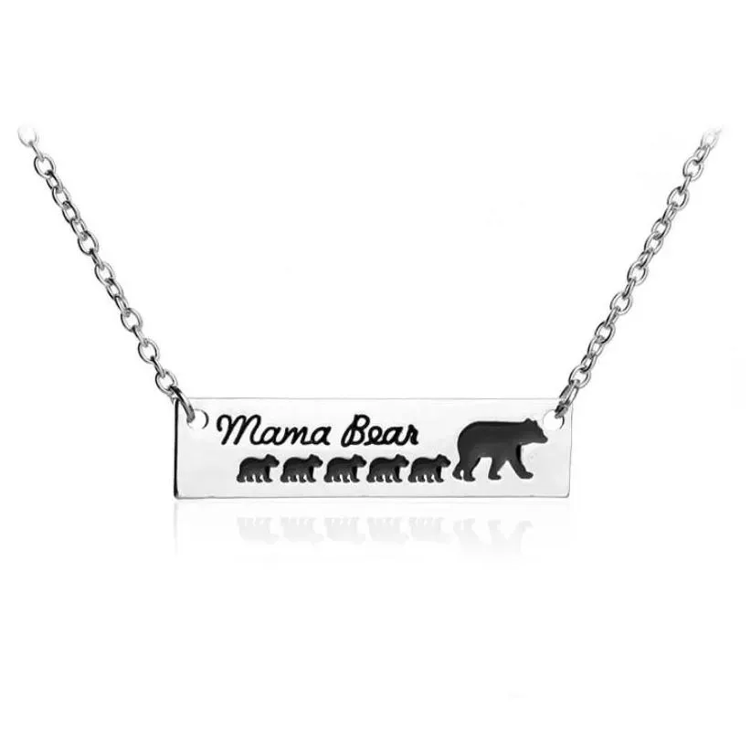 Pendant Necklaces Mama Bear Baby Necklace Sier Bar Chains Mother And Daughter Love Fashion Jewelry For Women Kids Epacket Drop Deliver Dh0Tv