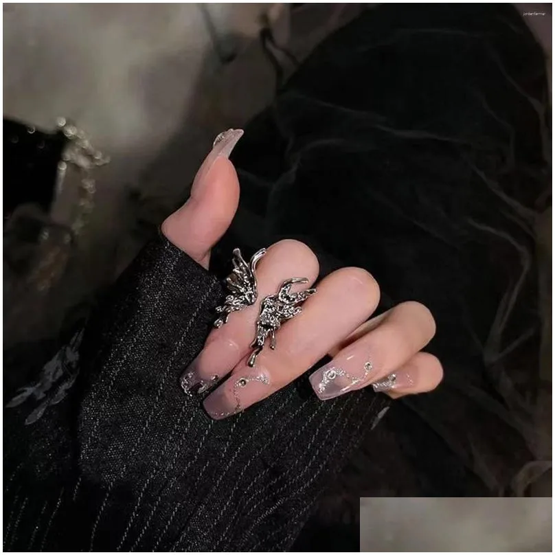 Cluster Rings Ins Style Butterfly Animal Open Silver Color Metal Irregular Party Ring For Women Men Hip-hop Jewelry Gifts
