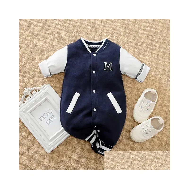 Rompers Spring And Autumn Boys Girls Baseball Style Handsome Cotton Comfortable Long Sleeve Baby Bodysuit 231122 Drop Delivery Dhyir