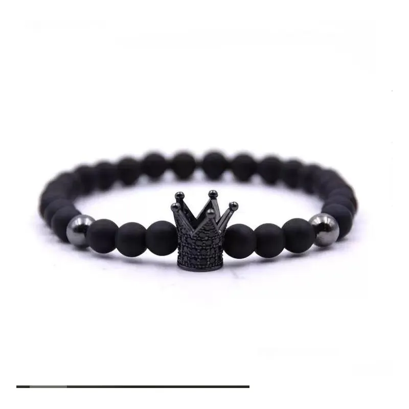 Beaded Volcanic Stone Strands Bracelets Lovers Handmade Matte Crown Yoga Buddha Beads Natural Stones Bracelet For Men Women Jewelry D Dht5Q