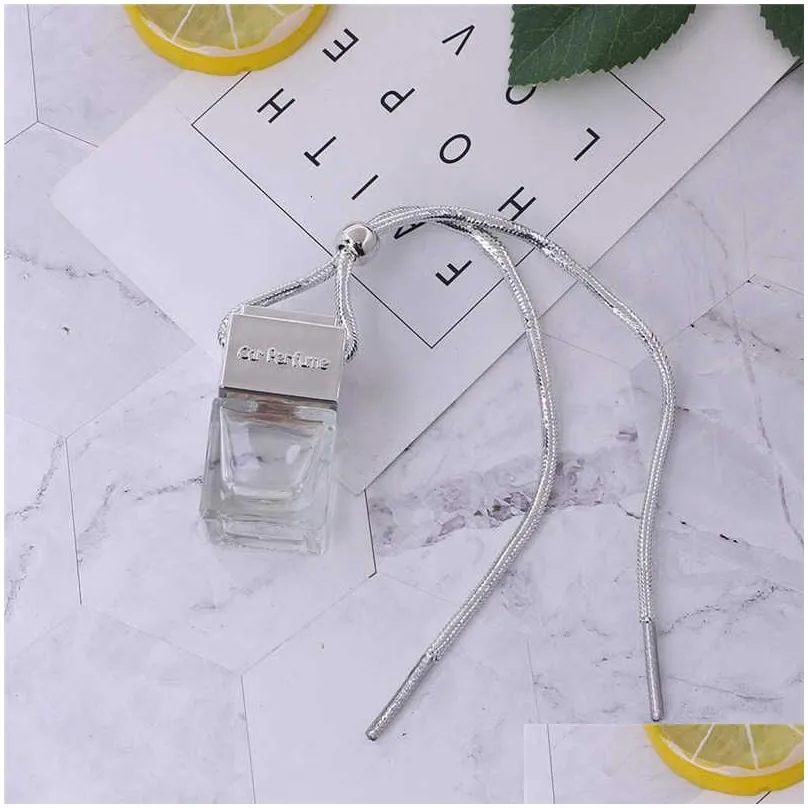 10pcs 8ml Car Air Freshener Hanging Glass Bottle Auto Perfume Diffuser for Essential Oils Fragrance Ornament Interior Accessories