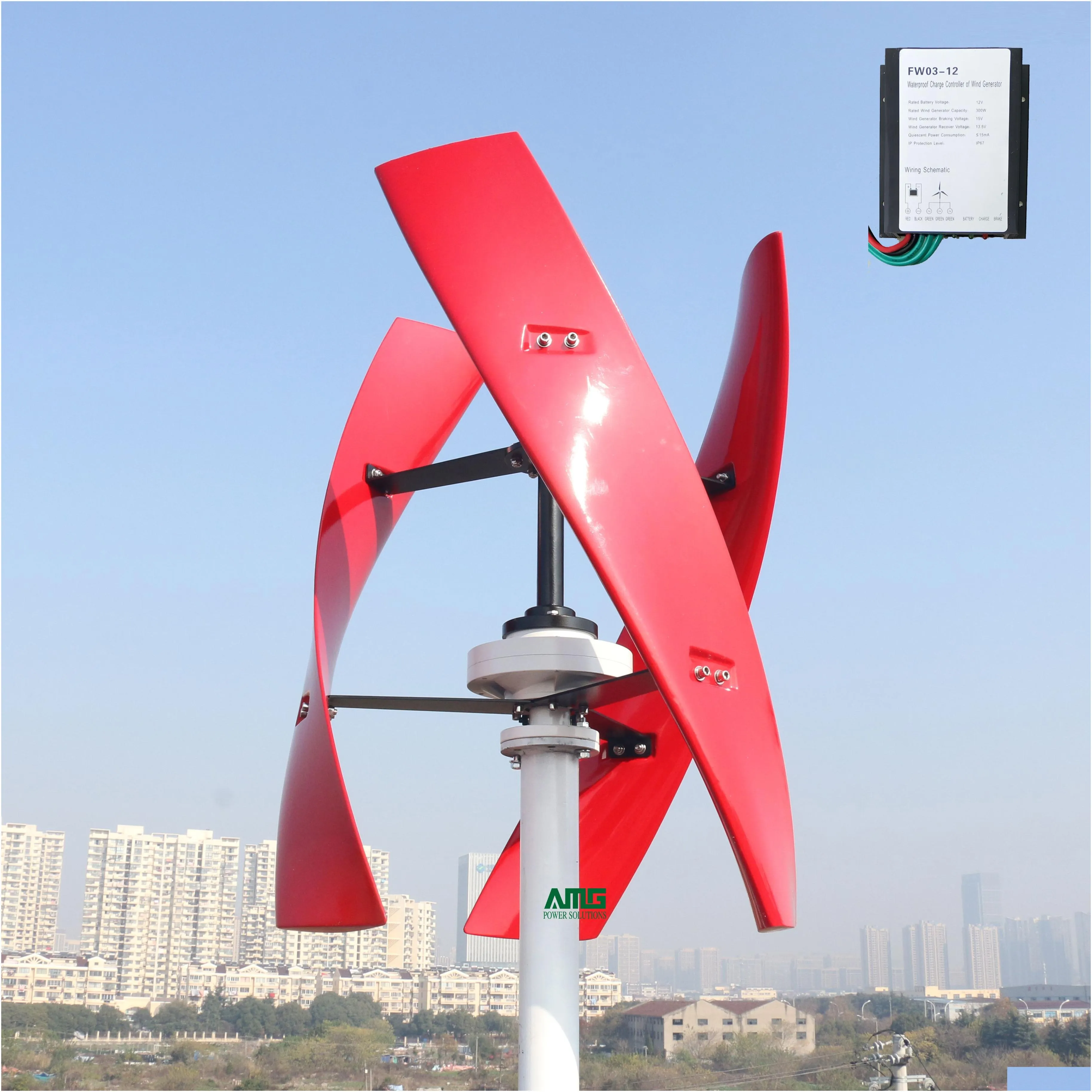 Wind Generators 600W 12V Spiral Turbine Generator Red/White Vawt Vertical Axis Residential Energy With Economical Pwm  Control Dhkne