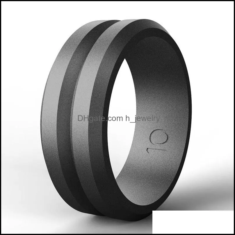 Band Rings Sile Wedding For Men Middle Engraved Line Rubber Engagement Bands Finger Active Sport Gym Drop Delivery Jewelry Dhgarden Dhmsn