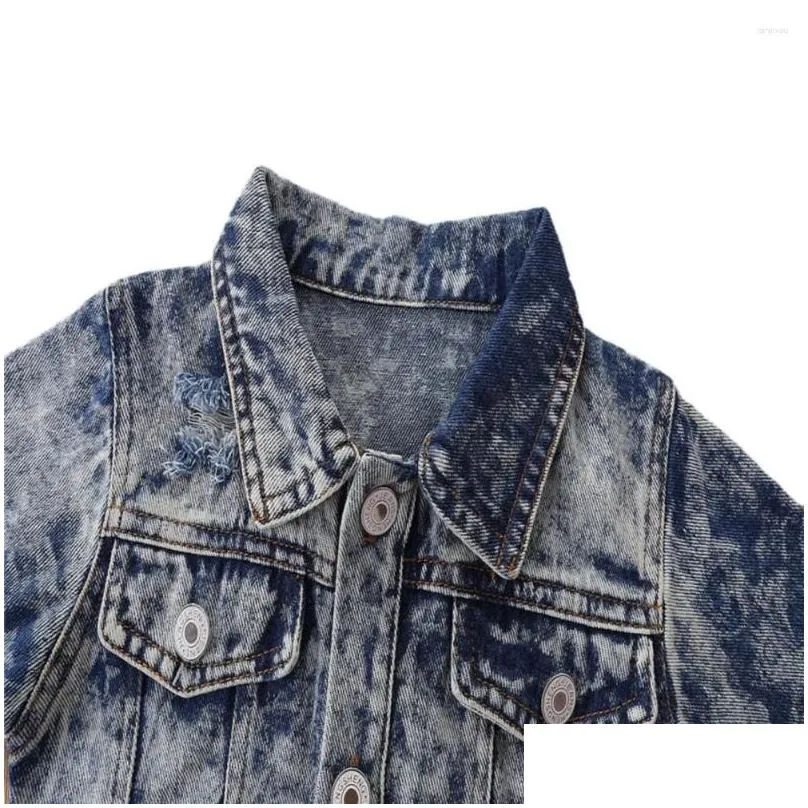 Jackets Autumn Boys Denim Jacket Coat Baby Girls Lapel Casual Coats Toddler Kids Outerwear Children Jean 1-6 Years Spring Clothes