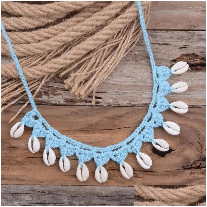 Pendant Necklaces Women Summer White Shell Choker Necklace Seashell Rope Chain Beach Girls Bohemian Jewelry