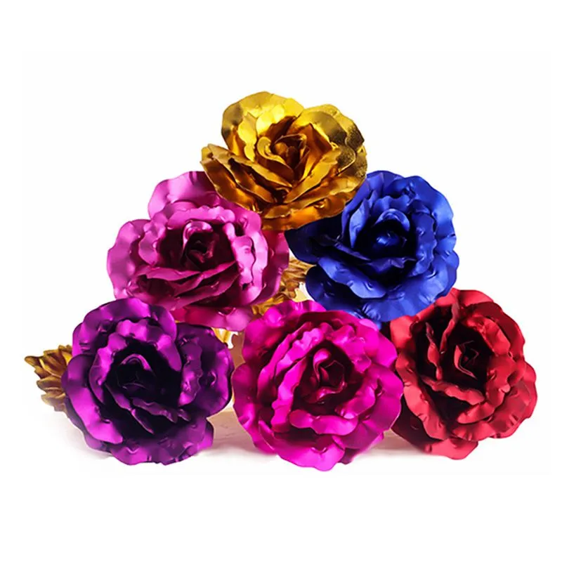 24K Foil Plated Gold Rose Flower Room Decor Lasts Forever Love Wedding Decorations Lover Creative Mother`s/Valentine`s Day Gift Free