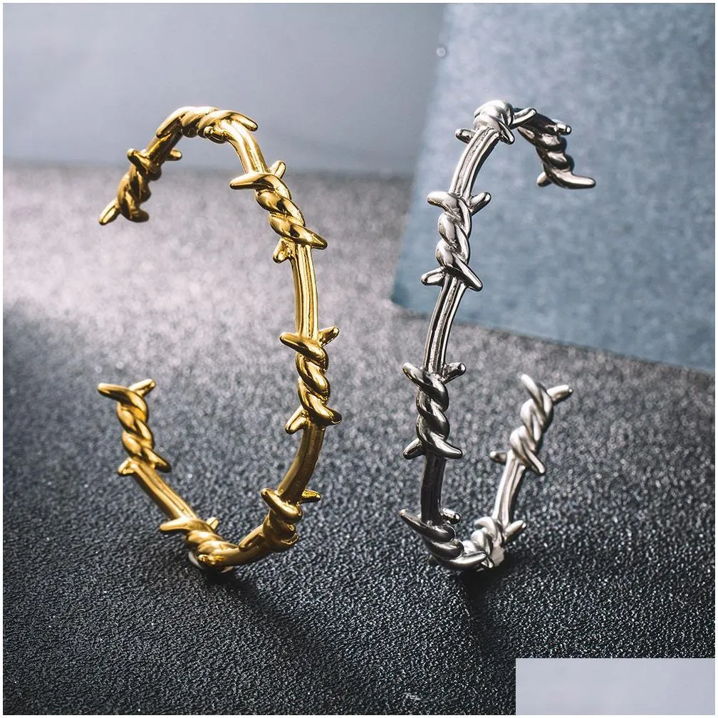 stainless steel chain link bracelet wristband bangle jewelry punk style barbed wire little thorns choker gifts