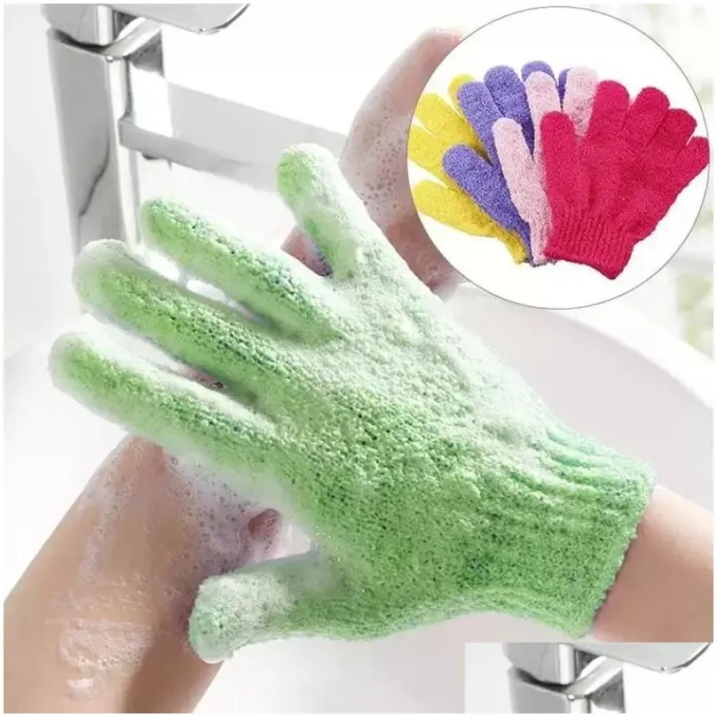 Bath Brushes, Sponges & Scrubbers For Peeling Exfoliating Mitt Glove Shower Scrub Gloves Resistance Body Mas Sponge Wash Skin Moisturi Dh5Nx