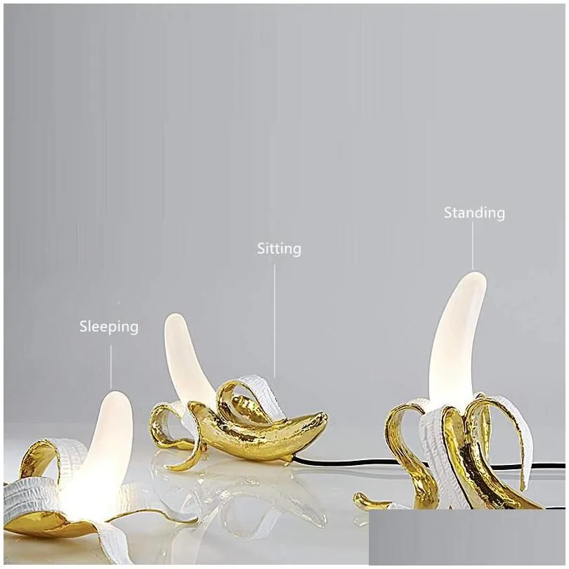 Table Lamps Banana Lamp Post-Modern Creative Bedroom Nordic Design Simple European Designer Drop Delivery Dhwrq