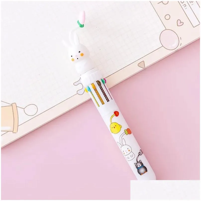 wholesale 20pcs Cartoon Pendant 10 Color Ballpoint Pen School Pens to Write Kawaii Stationery Ball Point Pen Writing Pretty 240109