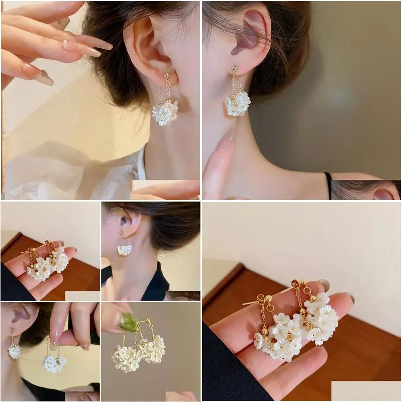 2024 New Fashion Trend Unique Design Elegant Delicate Light Luxury Flower 14k Yellow Gold Earrings For Women Jewelry Wedding Party Premium