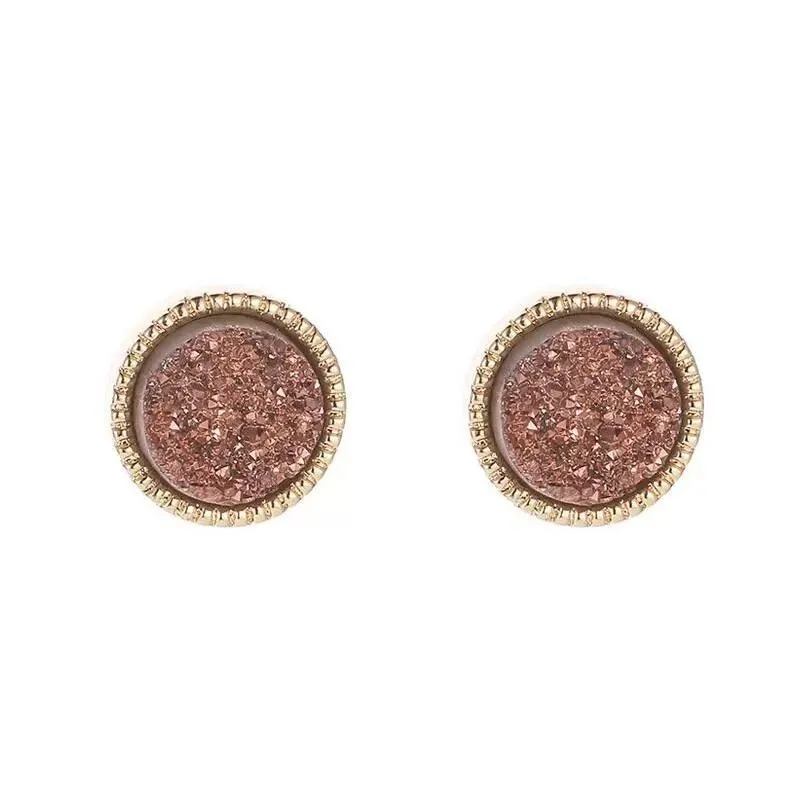 Stud New Simple Druzy Stone Earrings For Ladies Round Resin Gold Women Fashion Jewelry In Bk Epacket Drop Delivery Dhzn0