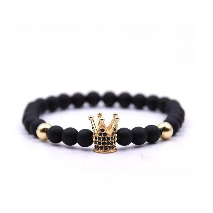 Beaded Volcanic Stone Strands Bracelets Lovers Handmade Matte Crown Yoga Buddha Beads Natural Stones Bracelet For Men Women Jewelry D Dht5Q