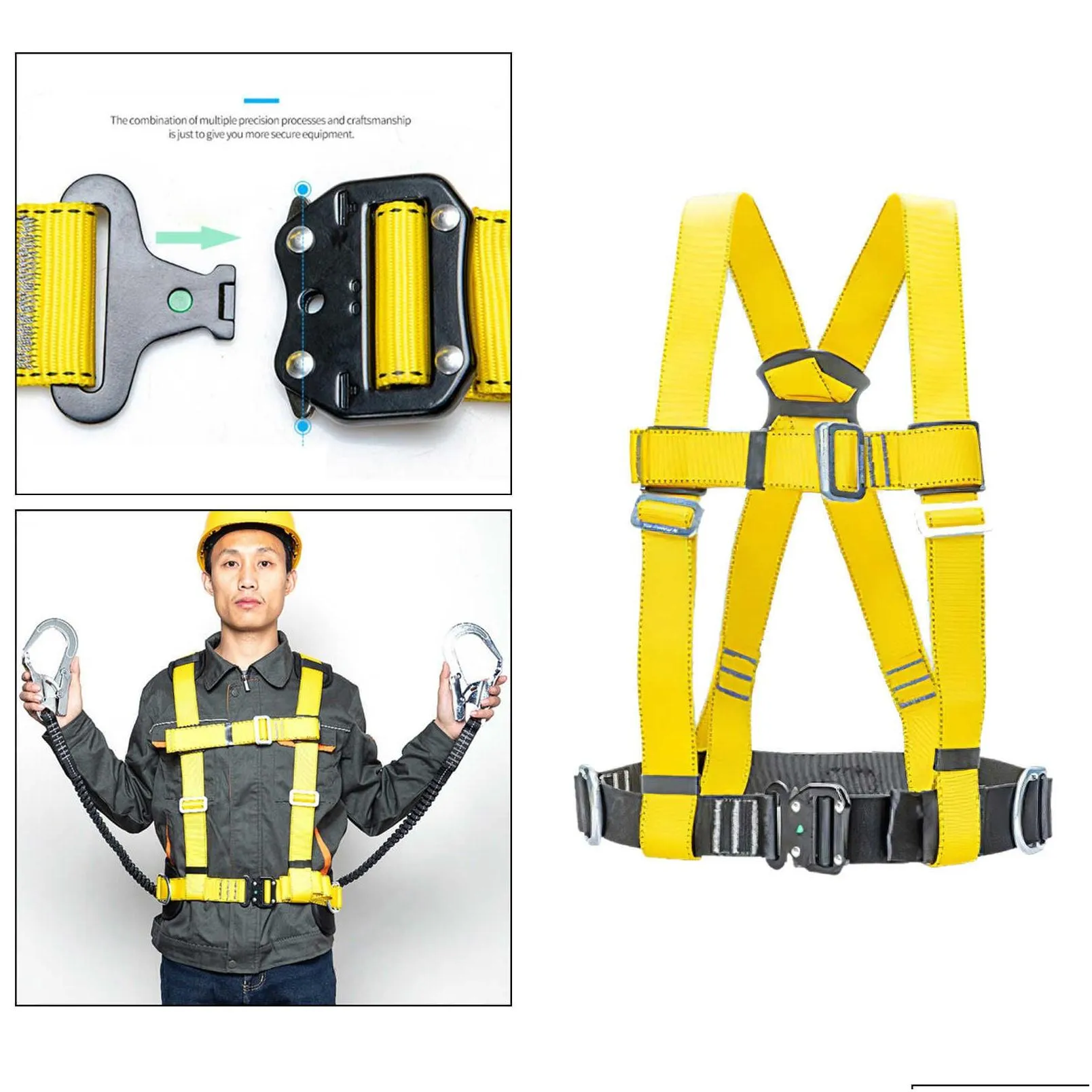 Rock Protection Aerial Work Safety Harness Lanyard on back Fall Protection Belt Electrician Construction HKD230810