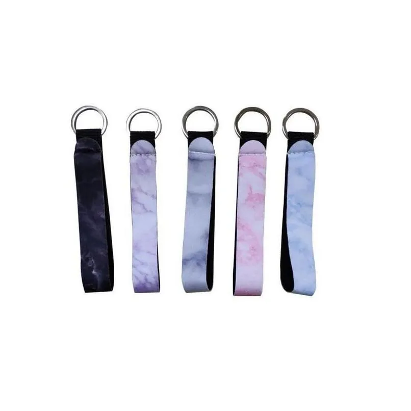 Keychains & Lanyards 29 Styles Wristband Floral Printed Key Chain Neoprene Ring Wristlet Keychain Drop Delivery Fashion Accessories Dh0Am