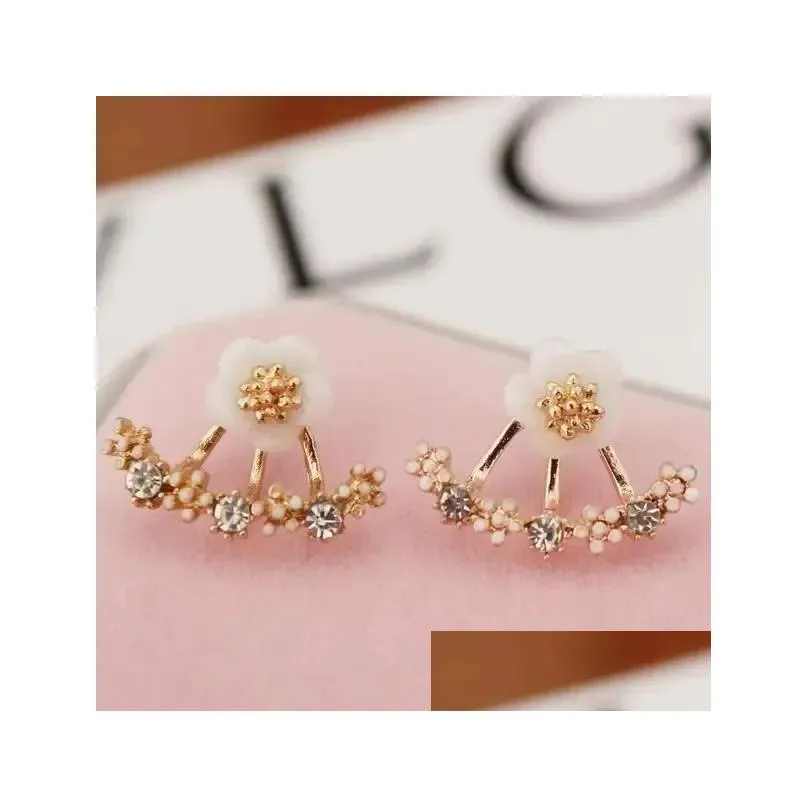 2024 Fashion Jewelry Cute Cherry Blossoms Flower Stud 14K Gold Earrings For Women Several Peach Blossoms Earrings