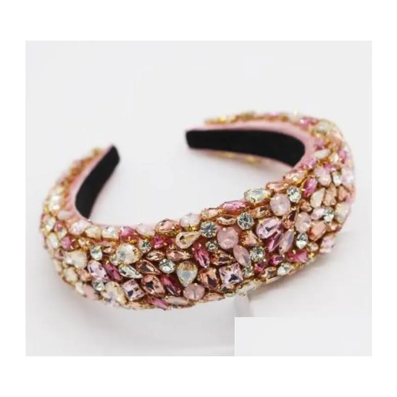 Headbands Baroque Fl Crystal Headband Rhinestone Hair Bands For Women Colorf Diamond Hoop Party Jewelry Accessories 1Pc Drop Delivery Dhv21