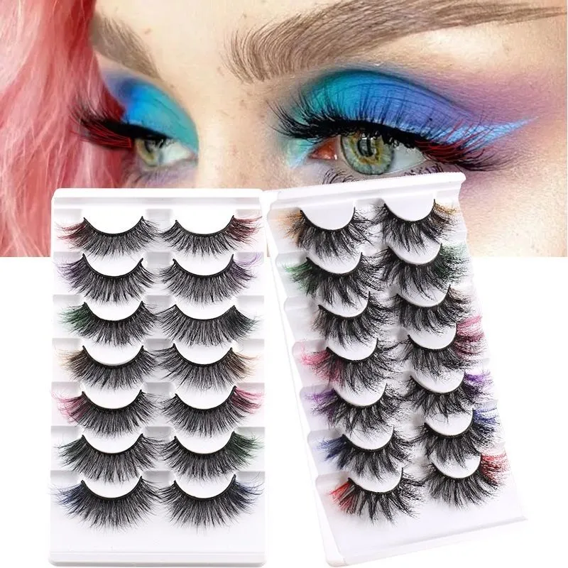 Handmade Reusable Colorful False Eyelashes Naturally Soft & Vivid Multilayer Thick 3D Fake Lashes Full Strip Lash Extensions Makeup Accessory for Eyes