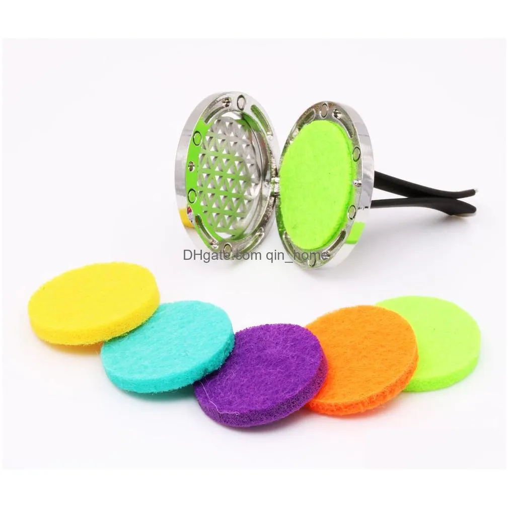 aromatherapy home essential oil diffuser for car air freshener perfume bottle locket clip with 5pcs washable felt pads fragrance auto interior