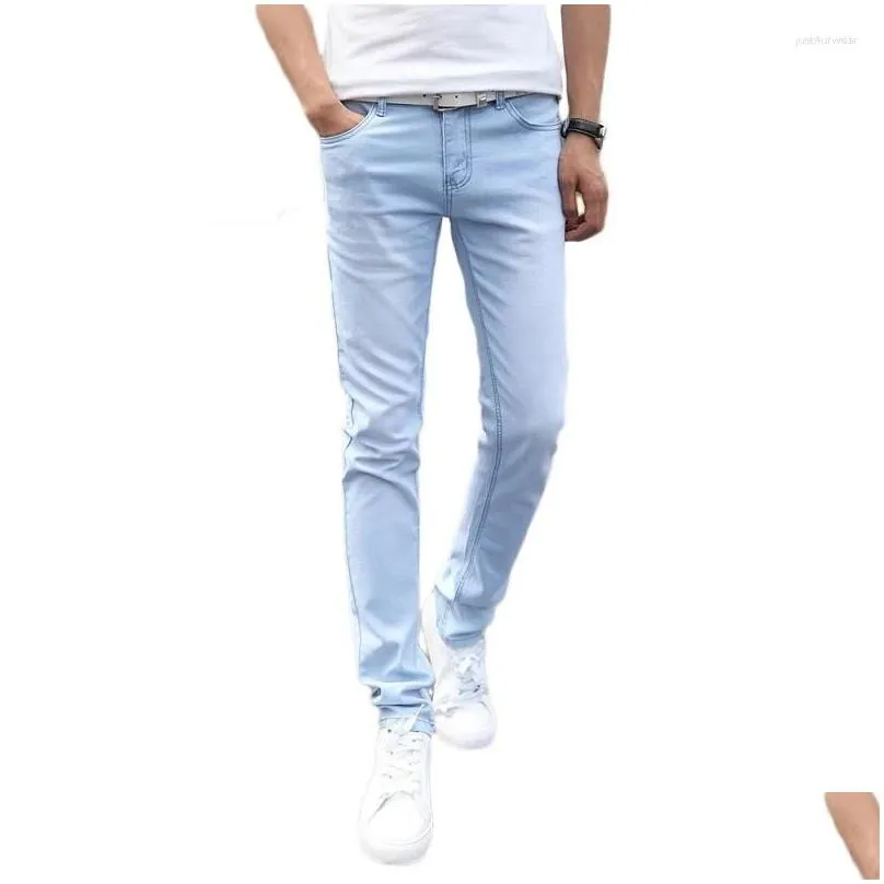 Men`S Jeans Men Stretch Skinny Male Designer Brand Super Elastic Straight Trousers Slim Fit Fashion Drop Delivery Apparel Clothing Dhfkt