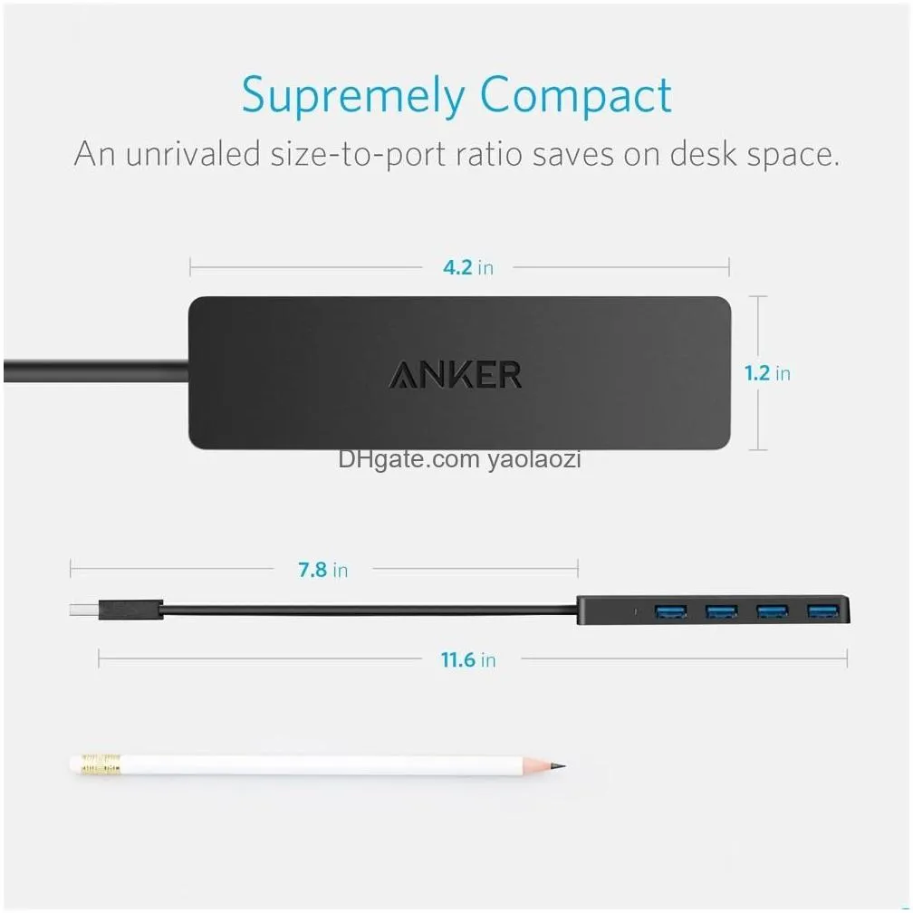 hubs anker usb hub 3 0 4port ultra slim data hub for macbook air  pro tablet imac laptop notebook pc usb flash drives