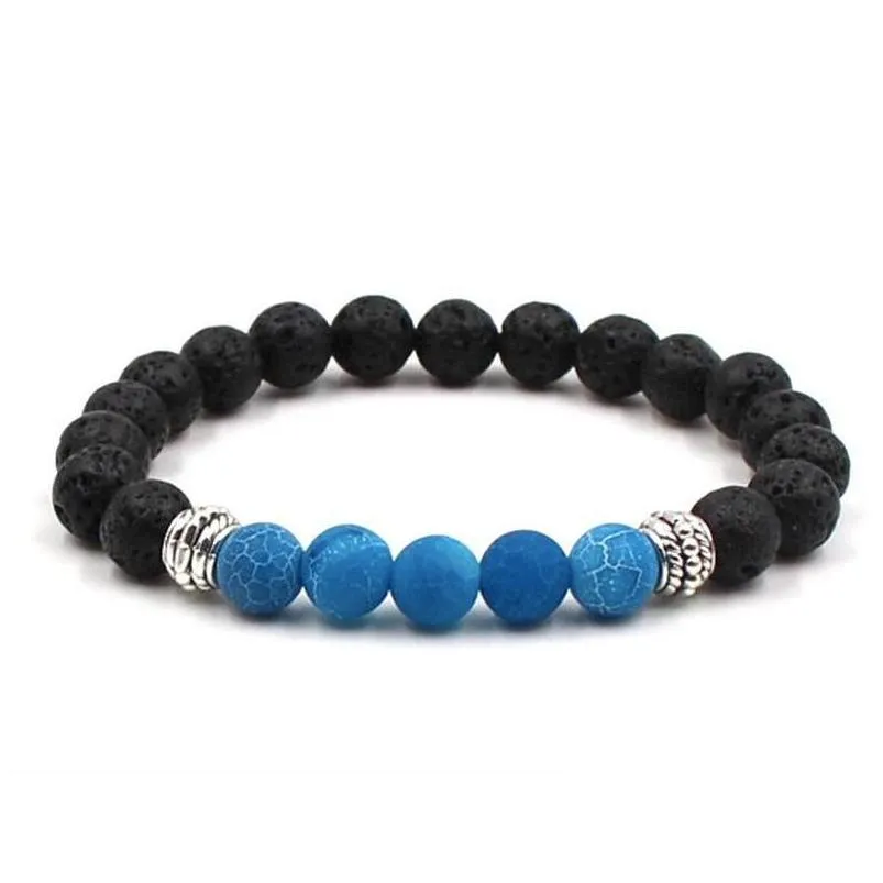 Beaded New Yoga Lava Rock Bracelets Turquoise Weathering Agate Gold Plated Bangles For Women Men Gift Drop Delivery Jewelry Dhz1X