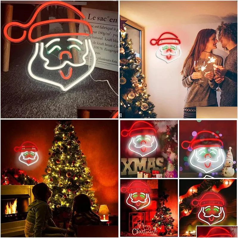 Strings USB Neon Santa Claus Light String LED Sign Lamp Festival Party Night Lights Christmas Year Decoration