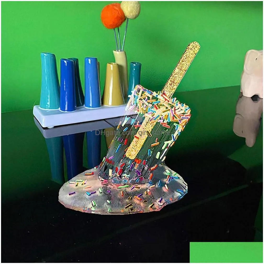 decorative objects figurines melting ice cream sculpture decoration clear miniature resin craft popsicles melted home decor sculptures