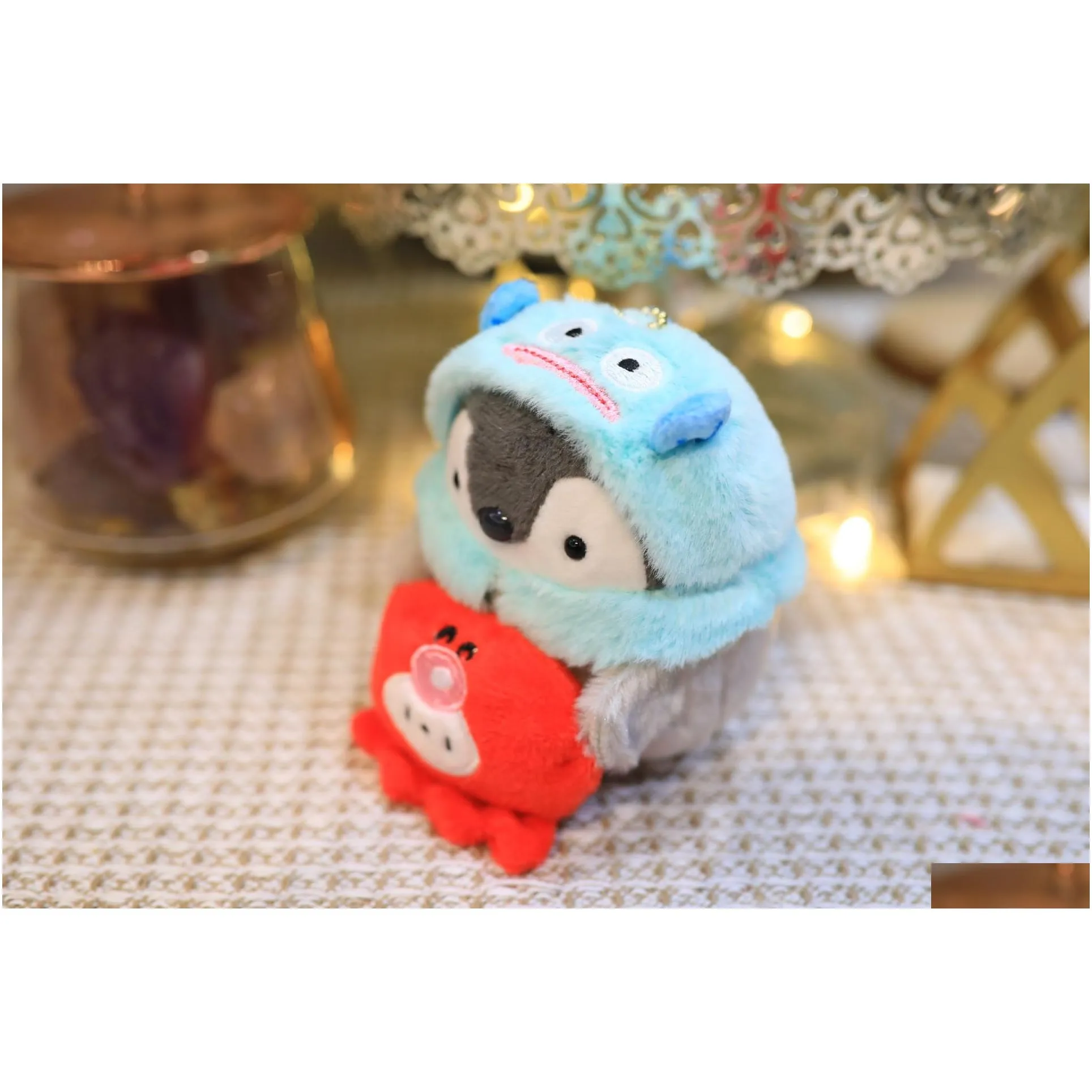 Cute 4-inch Transforming Vitality Penguin 10cm Doll Doll Plush Toy Festival Gift Birthday Children`s Day Gift Couple Keychain Pendant Bag