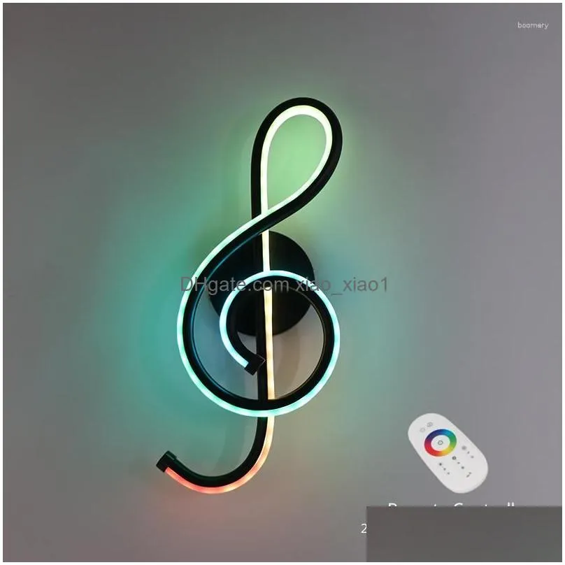 wall lamp zena rgb decoration bedroom beside light music clef shape night home indoor living room