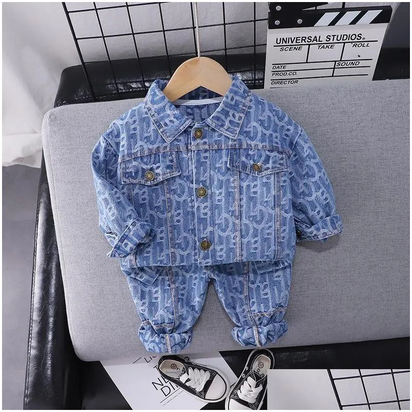 Clothing Sets Spring Autumn Casual Boy Set 2022 Fashion Active Denim Jacket Jeans Pant Kid Children Baby Toddler Clothingclothing Dro Dhwzy