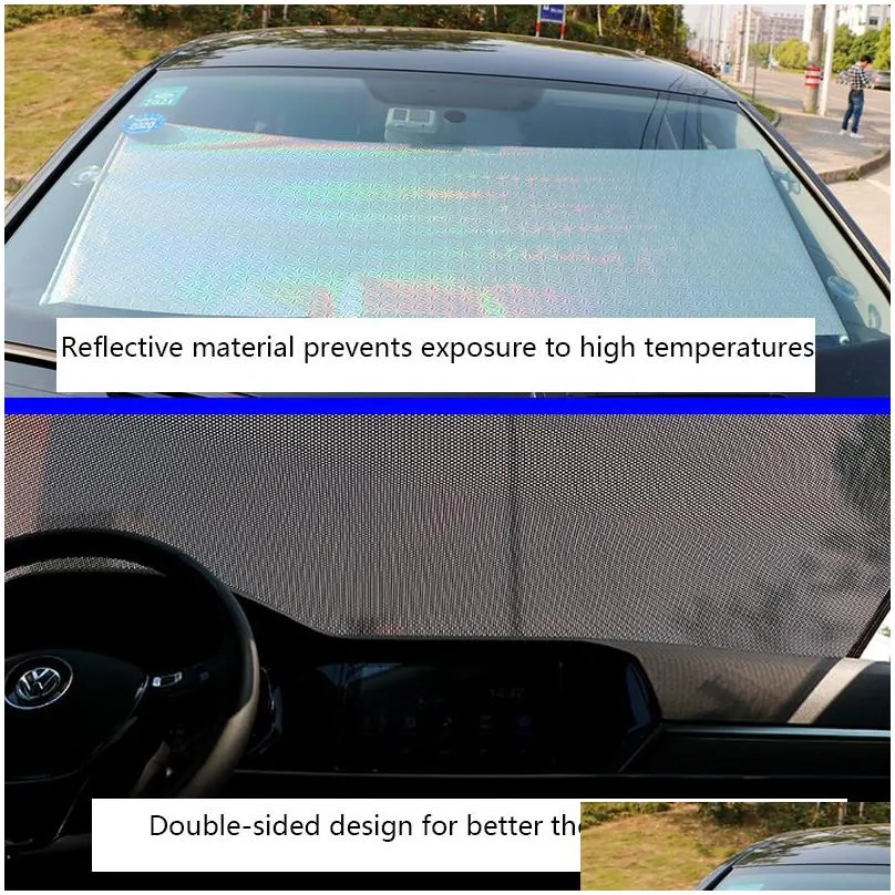 Car Protection Accessories Auto Retractable Sun Shade Protector Parasol Front Window Sunshade Cover Curtains Interior Windshield