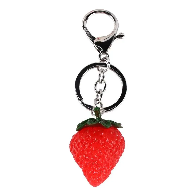 12pcs Fruit Key Ring Little Strawberry Keychain Cute Key Ring For Women Jewelry Girls` Gift Kids/ Friends Gift