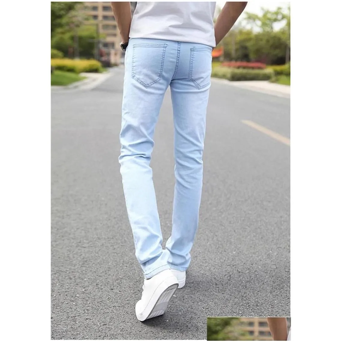 Men`S Jeans Men Stretch Skinny Male Designer Brand Super Elastic Straight Trousers Slim Fit Fashion Drop Delivery Apparel Clothing Dhfkt