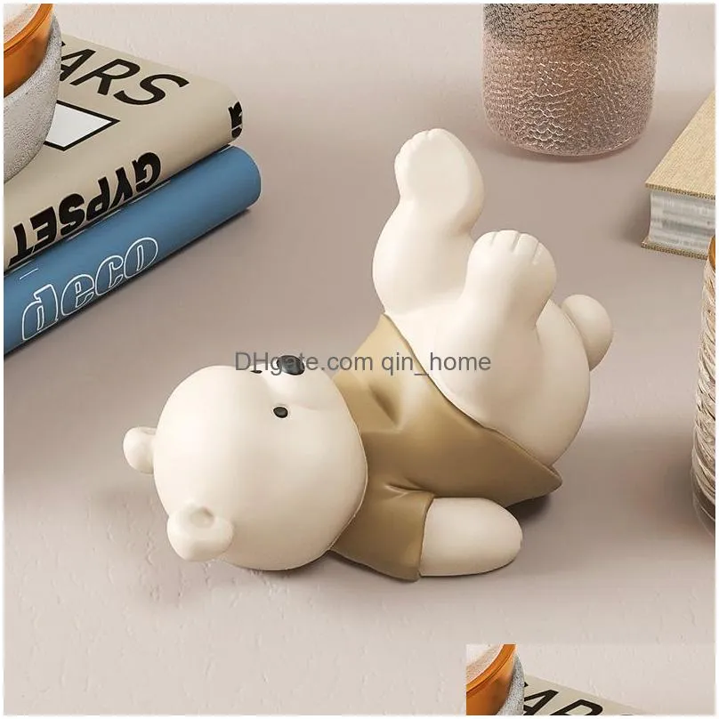 decorative objects figurines bear tablet mobile phone holder for ipad iphone decoration study office computer desktop ornaments birthday gift for friends